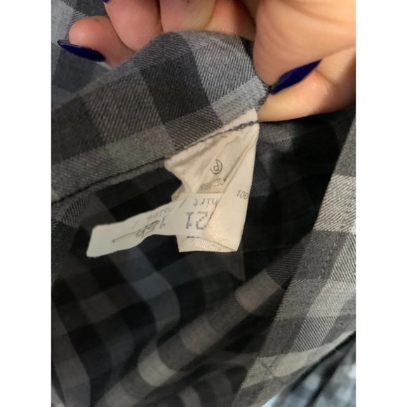 Theory Black & Grey Checkered Cotton Shirt Size S - Picture 6 of 6